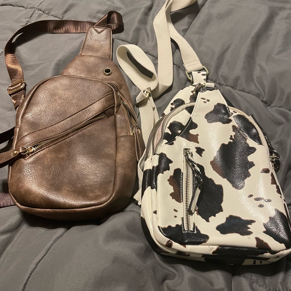 Stylish Brown and Cow Print Crossbody Bags
